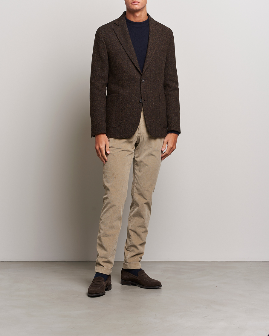 Heren | Broeken | Briglia 1949 | Slim Fit Corduroy Trousers Beige