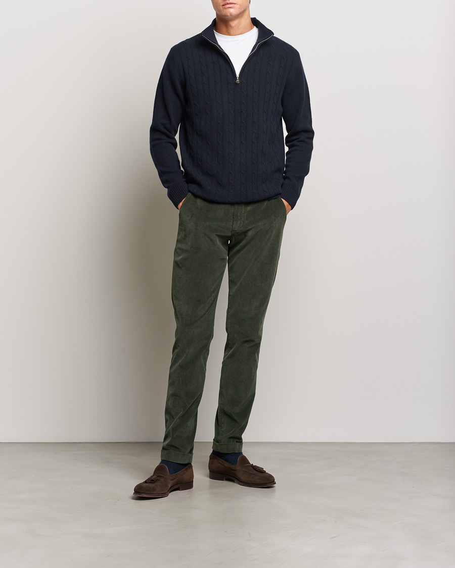 Heren | Broeken | Briglia 1949 | Slim Fit Corduroy Trousers Dark Green
