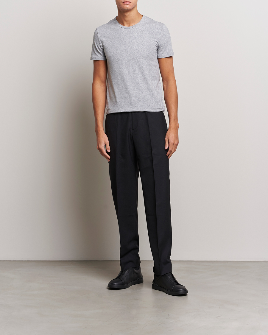 Heren | T-shirts | Zegna | Stretch Cotton Round Neck T-Shirt Grey Melange