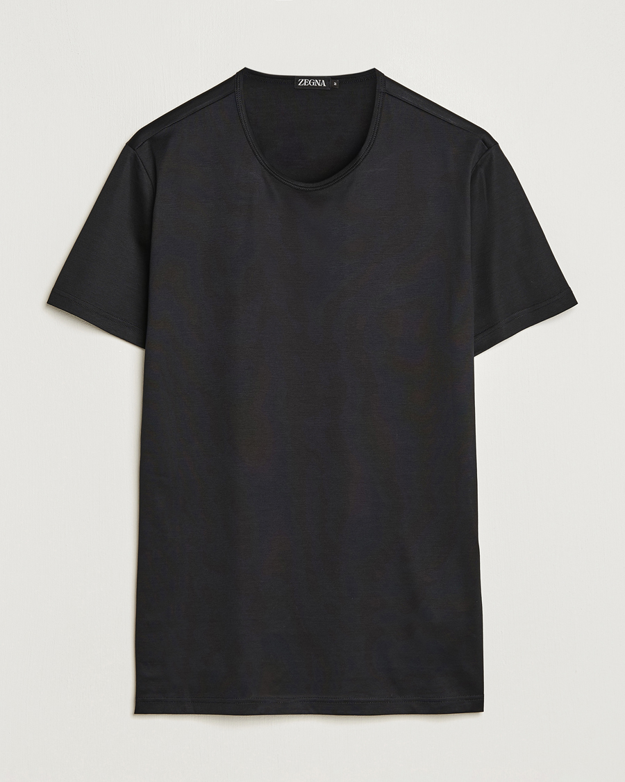 Heren | T-shirts | Zegna | Filoscozia Pure Cotton Round Neck T-Shirt Black