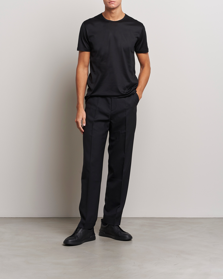 Heren | T-shirts | Zegna | Filoscozia Pure Cotton Round Neck T-Shirt Black
