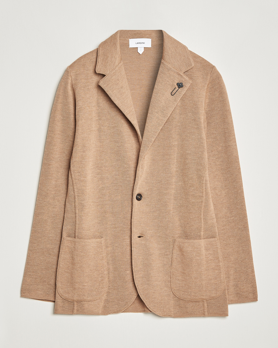 Homme | Blazers | Lardini | Knitted Wool Blazer Beige