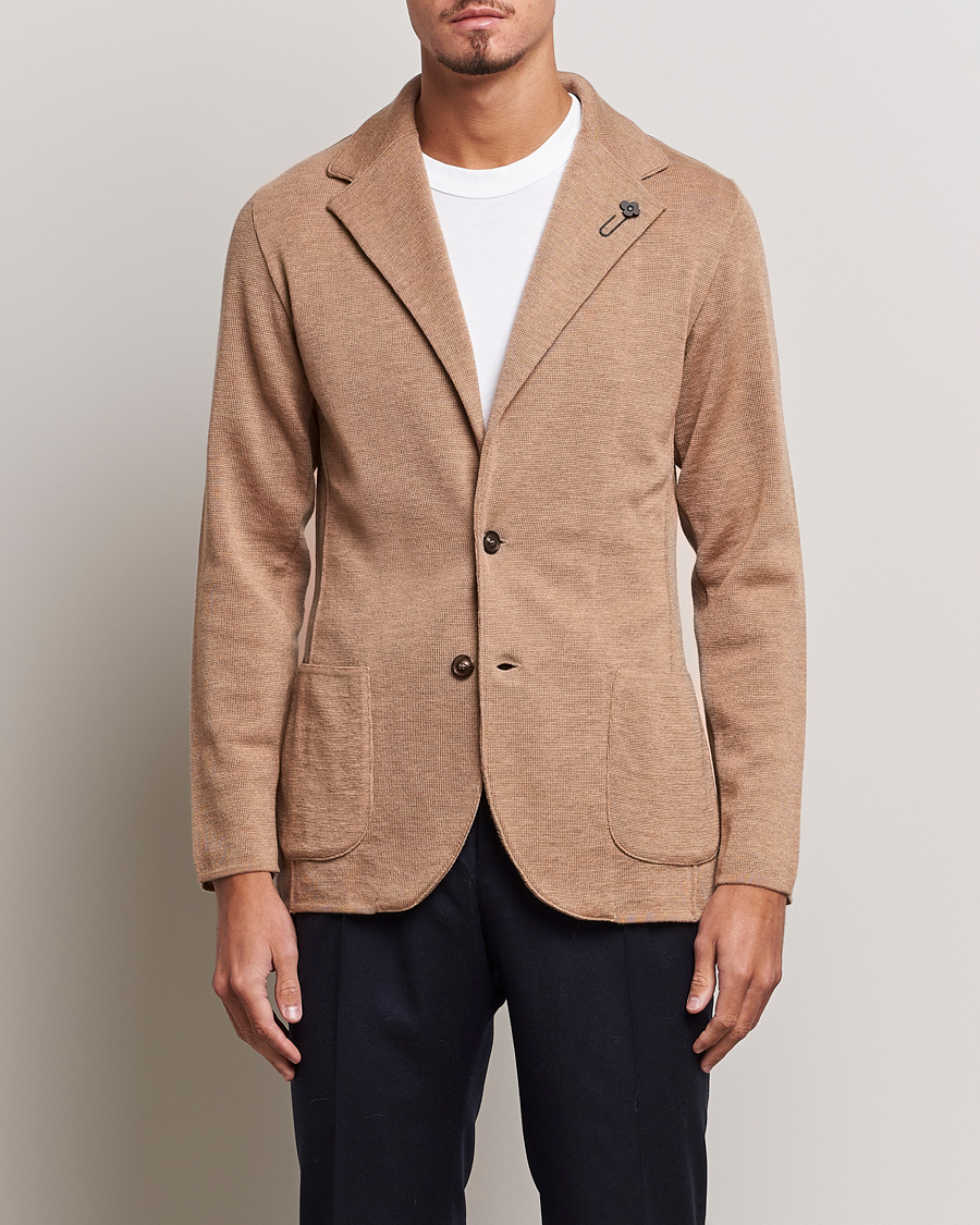 Homme | Blazers | Lardini | Knitted Wool Blazer Beige