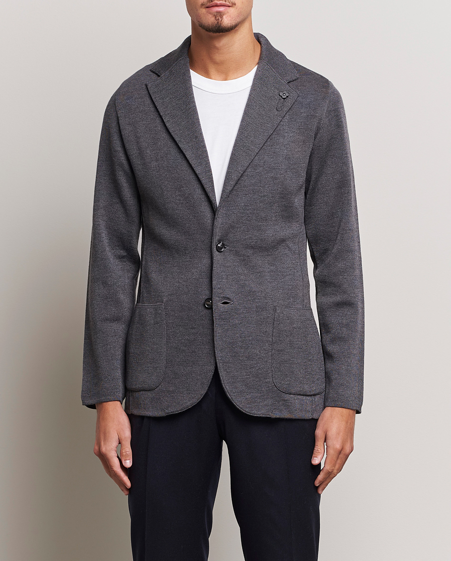 Homme | Blazers | Lardini | Knitted Wool Blazer Grey