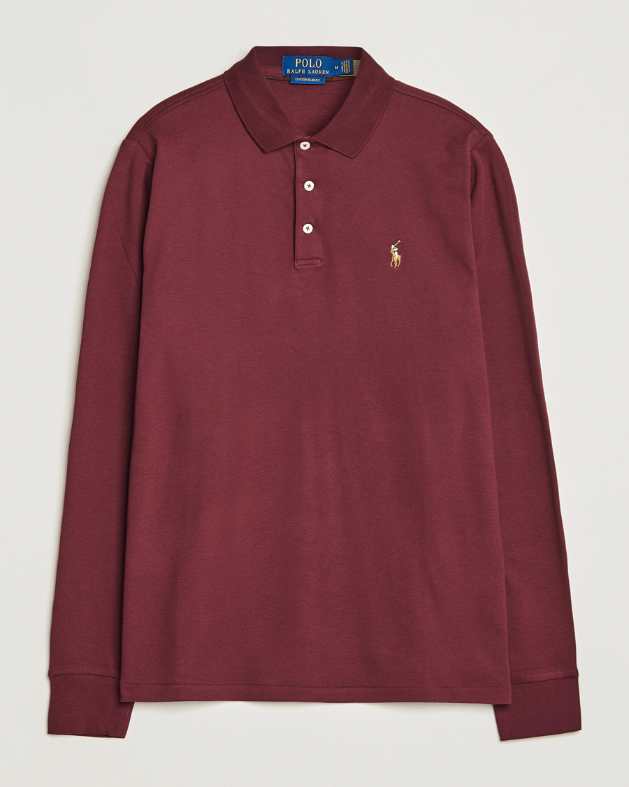 Homme | Pulls Et Tricots | Polo Ralph Lauren | Luxury Pima Cotton Long Sleeve Polo Harvard Wine