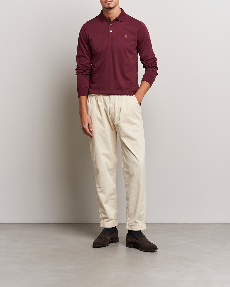 Homme | Pulls Et Tricots | Polo Ralph Lauren | Luxury Pima Cotton Long Sleeve Polo Harvard Wine