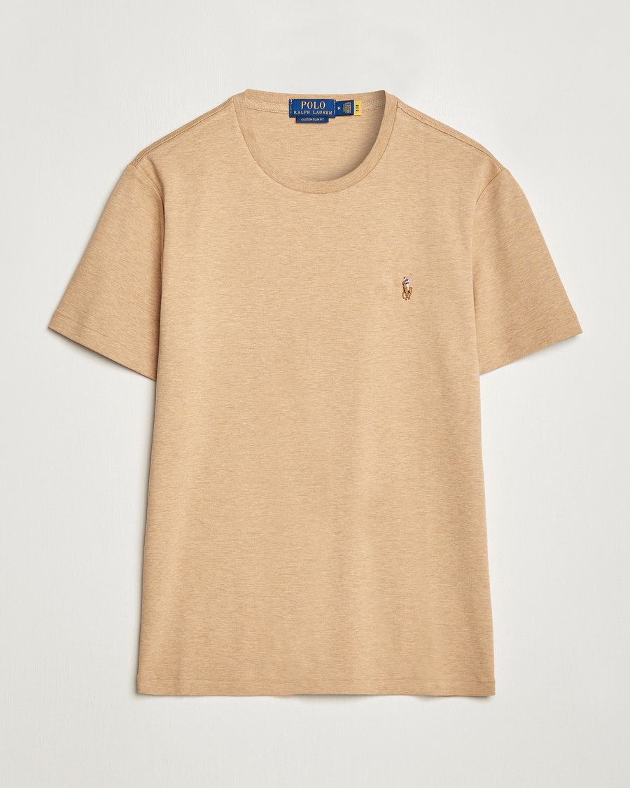 Heren | T-shirts | Polo Ralph Lauren | Luxury Pima Cotton Crew Neck T-Shirt Camel Heather