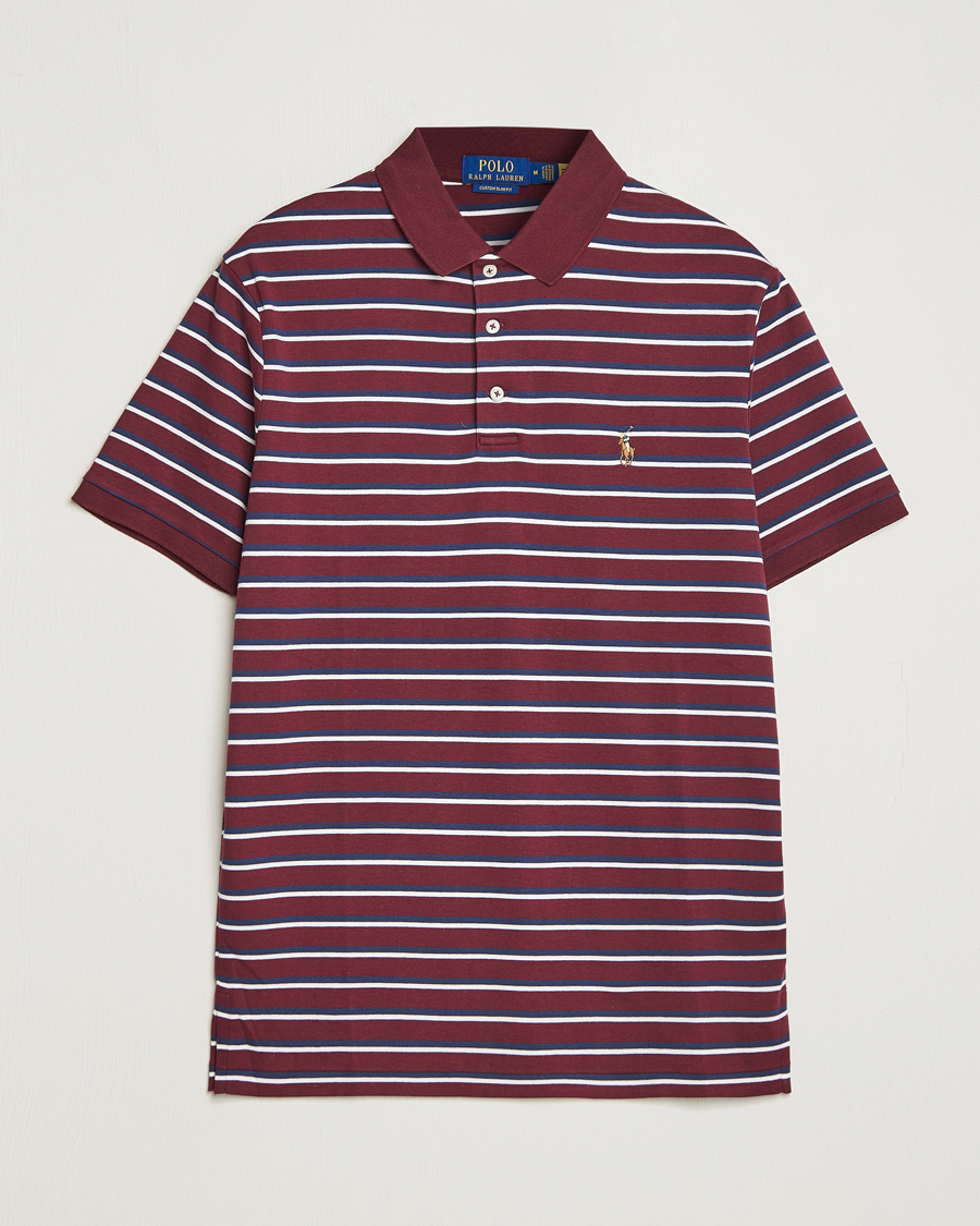 Heren | Polo's | Polo Ralph Lauren | Luxury Pima Cotton Striped Polo Harvard Wine/White