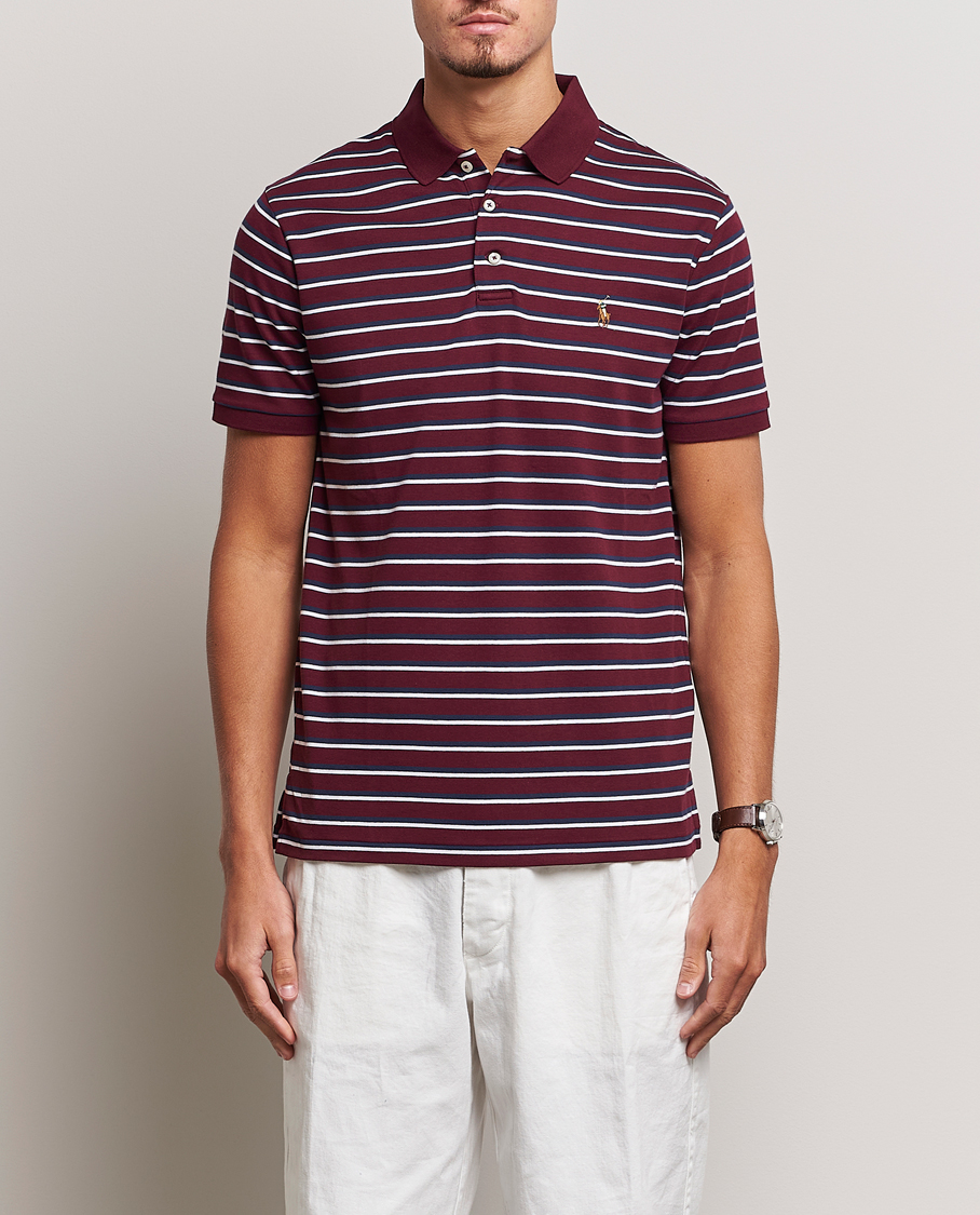 Heren | Polo's | Polo Ralph Lauren | Luxury Pima Cotton Striped Polo Harvard Wine/White
