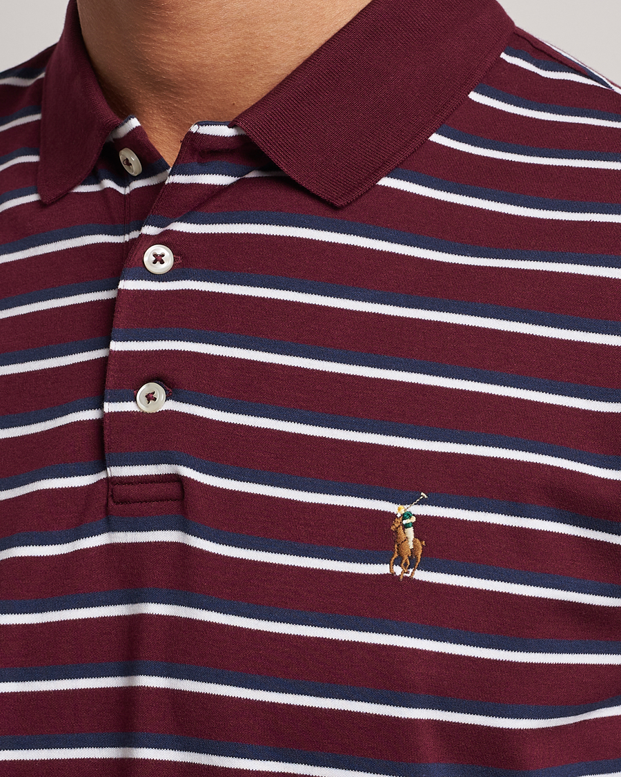 Heren | Polo's | Polo Ralph Lauren | Luxury Pima Cotton Striped Polo Harvard Wine/White