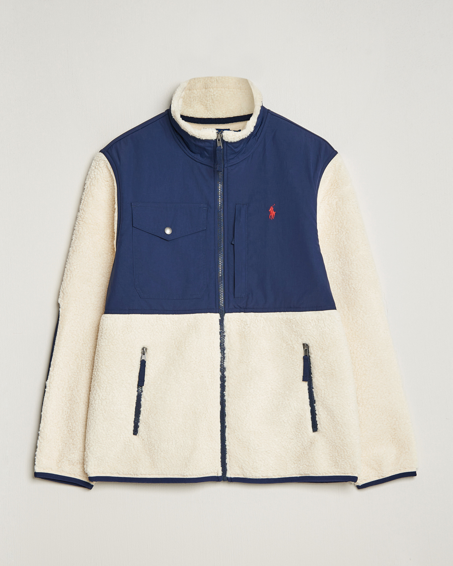 Homme | Pulls Et Tricots | Polo Ralph Lauren | Bonded Sherpa Full Zip Sweater Cream/Newport Navy