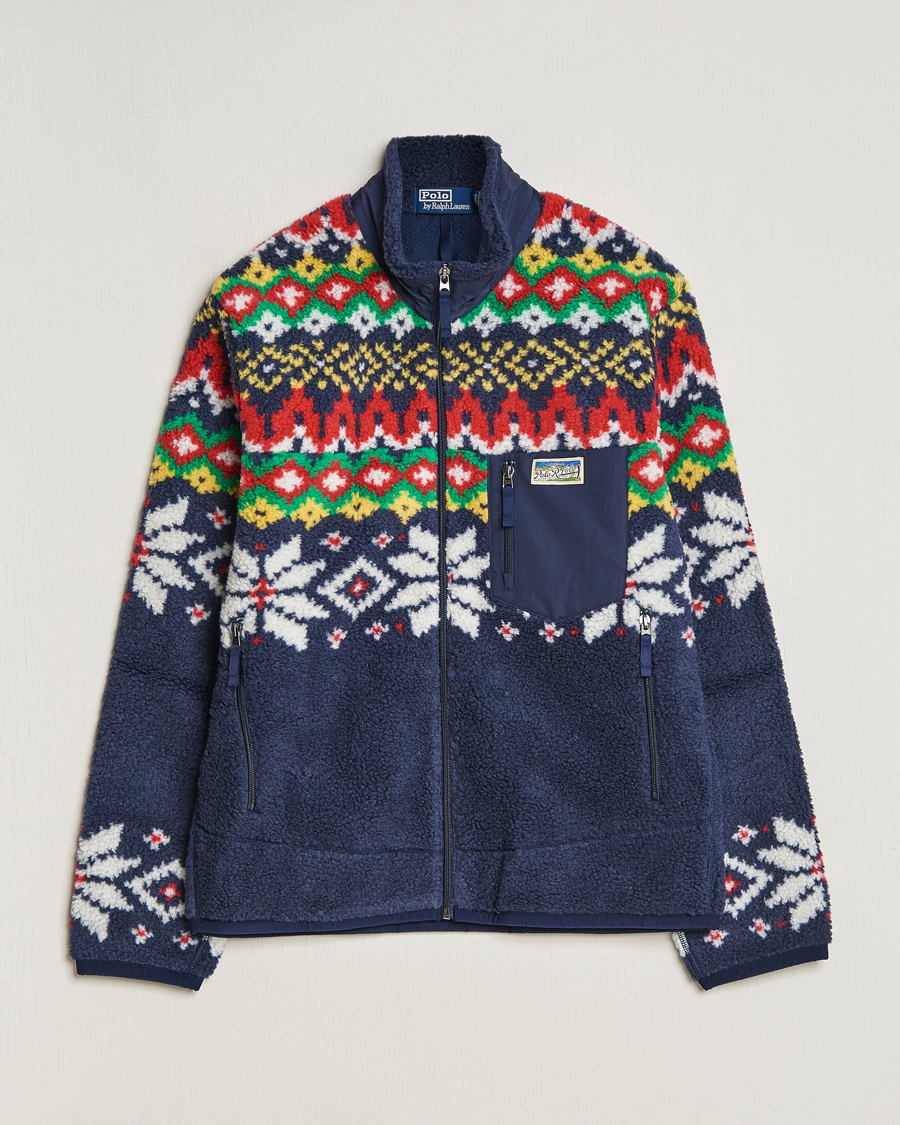 Homme | Pulls Et Tricots | Polo Ralph Lauren | Bonded Hi-Pile Snowflake Fairisle Full Zip Navy