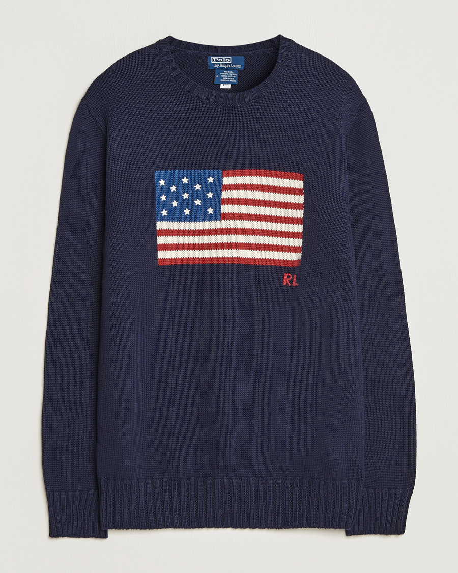 Homme | Pulls Et Tricots | Polo Ralph Lauren | Cotton Knitted Flag Sweater Hunter Navy