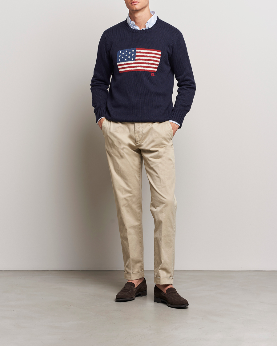 Homme | Pulls Et Tricots | Polo Ralph Lauren | Cotton Knitted Flag Sweater Hunter Navy
