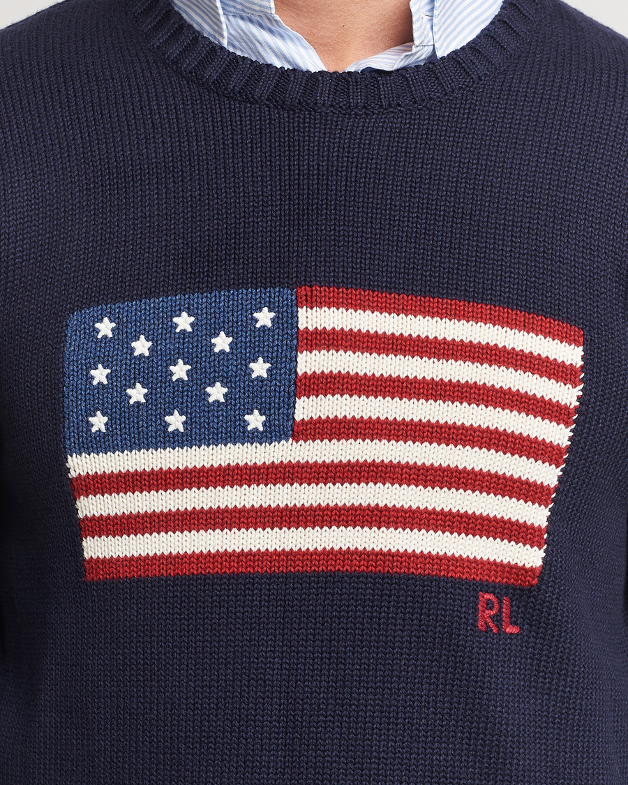 Homme | Pulls Et Tricots | Polo Ralph Lauren | Cotton Knitted Flag Sweater Hunter Navy