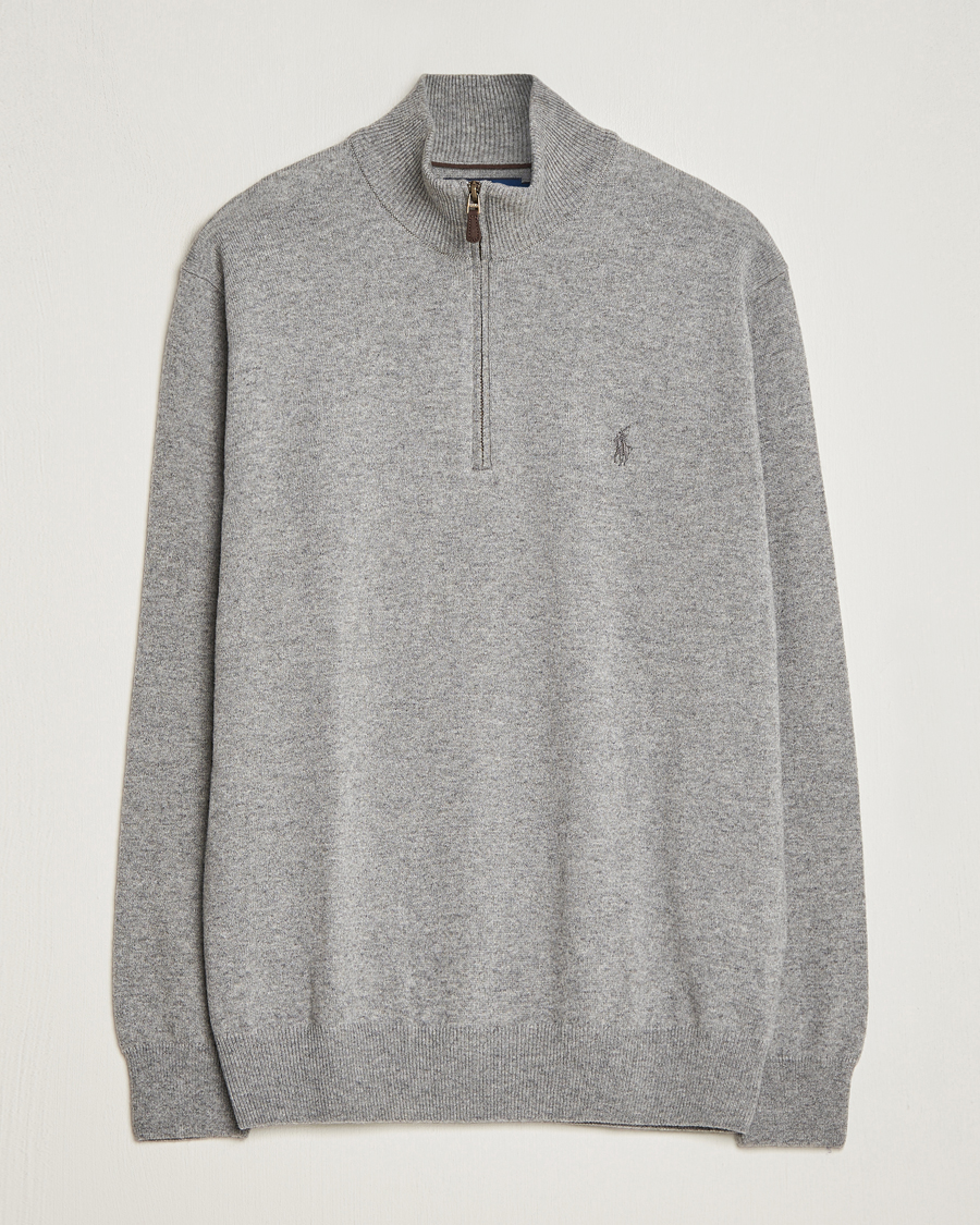 Heren | Truien | Polo Ralph Lauren | Merino Knitted Half Zip Sweater Fawn Grey Heather