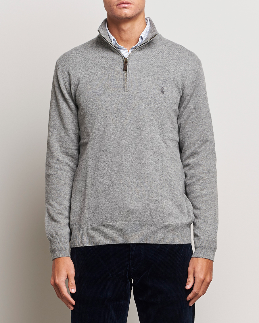 Heren | Truien | Polo Ralph Lauren | Merino Knitted Half Zip Sweater Fawn Grey Heather