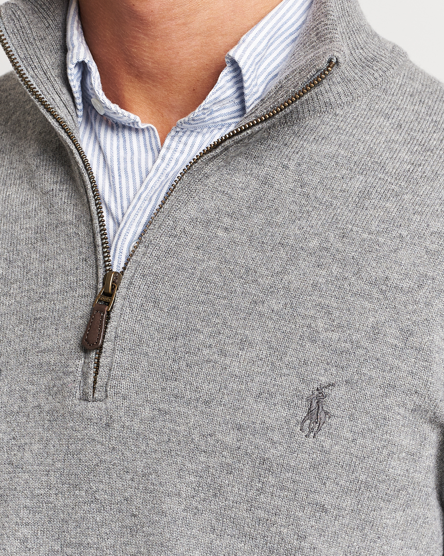 Heren | Truien | Polo Ralph Lauren | Merino Knitted Half Zip Sweater Fawn Grey Heather