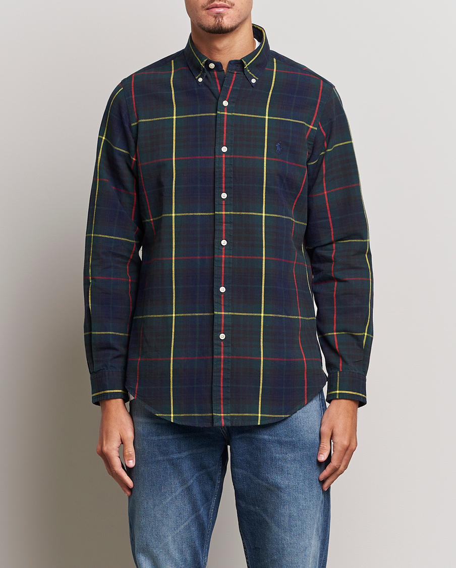 Homme | Chemises | Polo Ralph Lauren | Custom Fit Checked Oxford Shirt Navy/Green