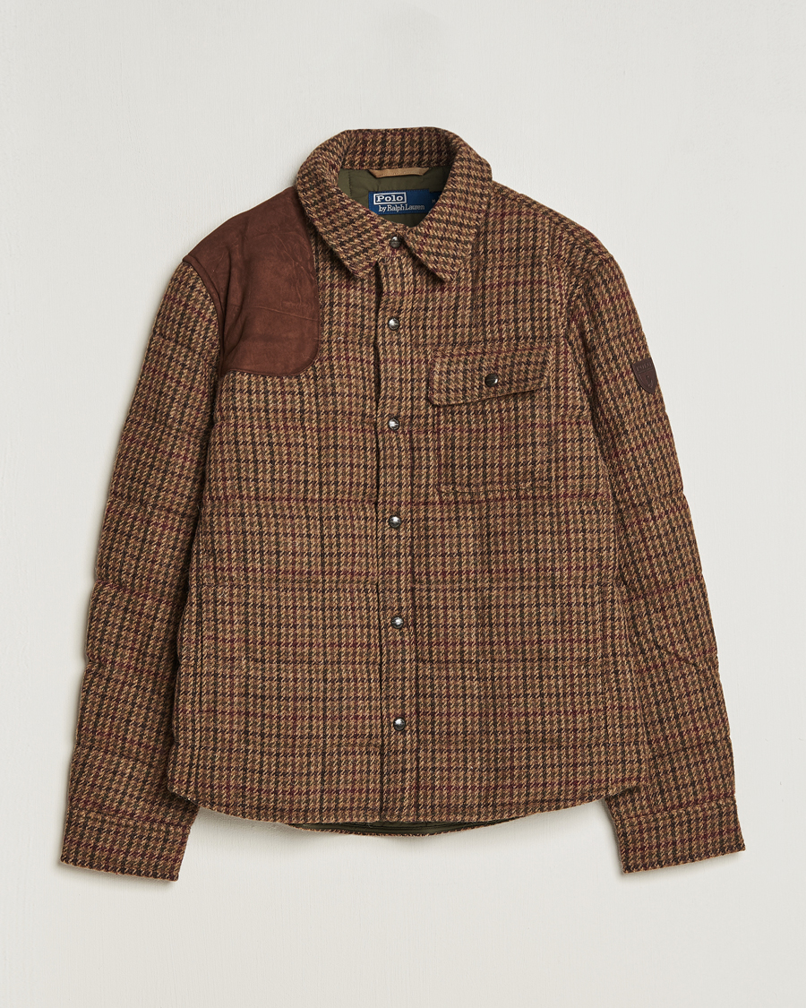 Heren | Jassen | Polo Ralph Lauren | Wool Checked Down Shirt Jacket Brown/Burgundy