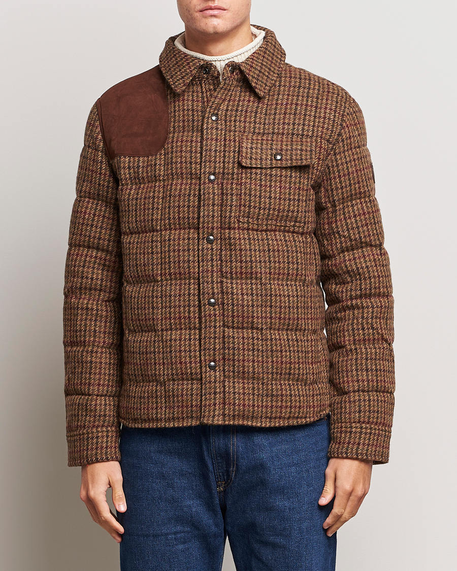 Heren | Jassen | Polo Ralph Lauren | Wool Checked Down Shirt Jacket Brown/Burgundy
