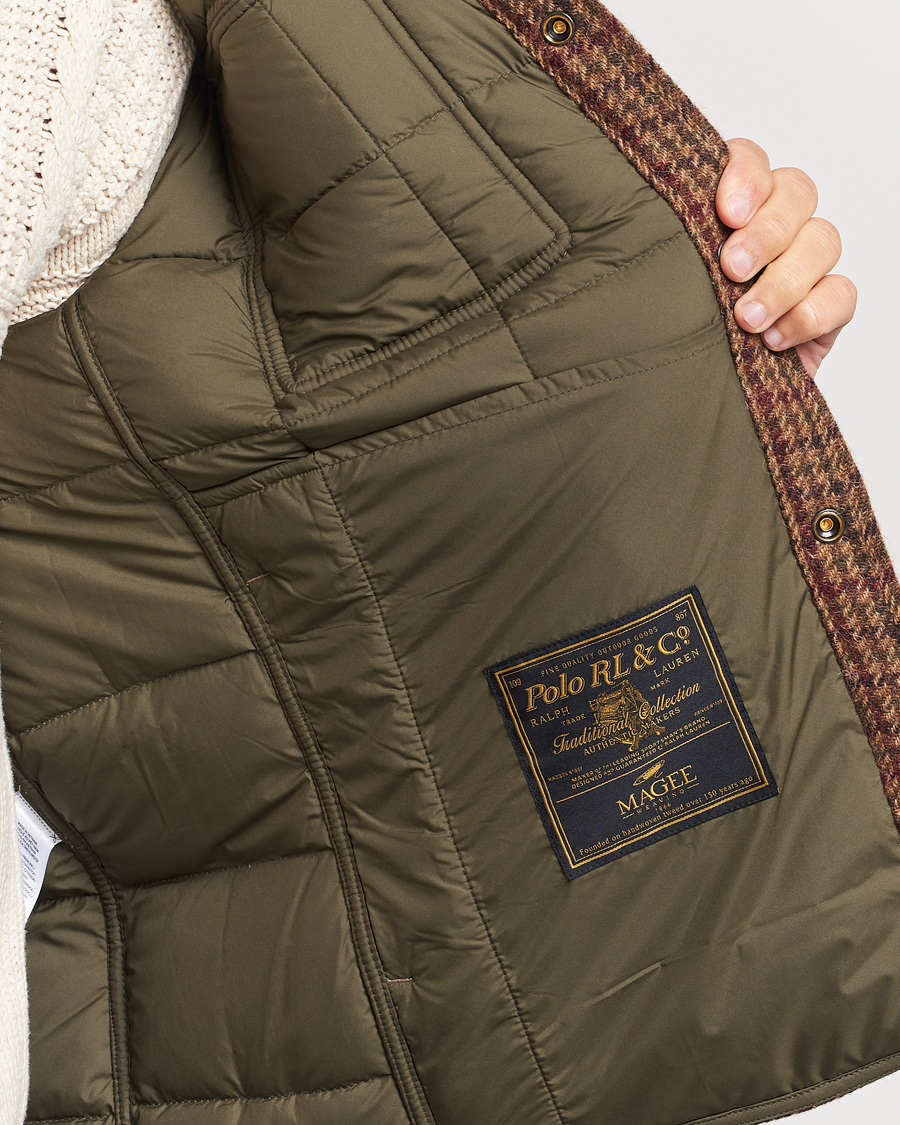 Heren | Jassen | Polo Ralph Lauren | Wool Checked Down Shirt Jacket Brown/Burgundy