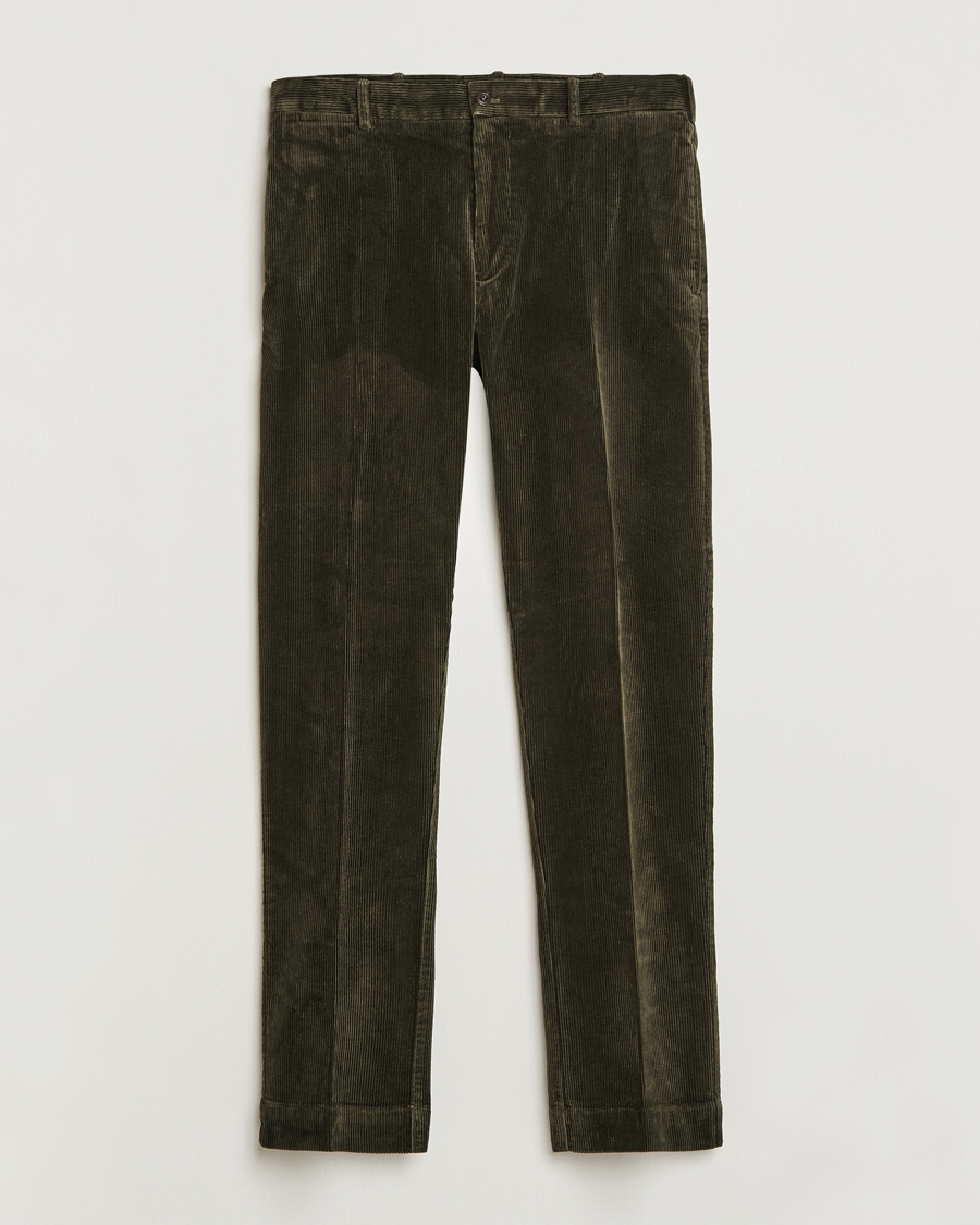 Homme | Pantalons | Polo Ralph Lauren | Corduroy Pleated Trousers Oil Cloth Green