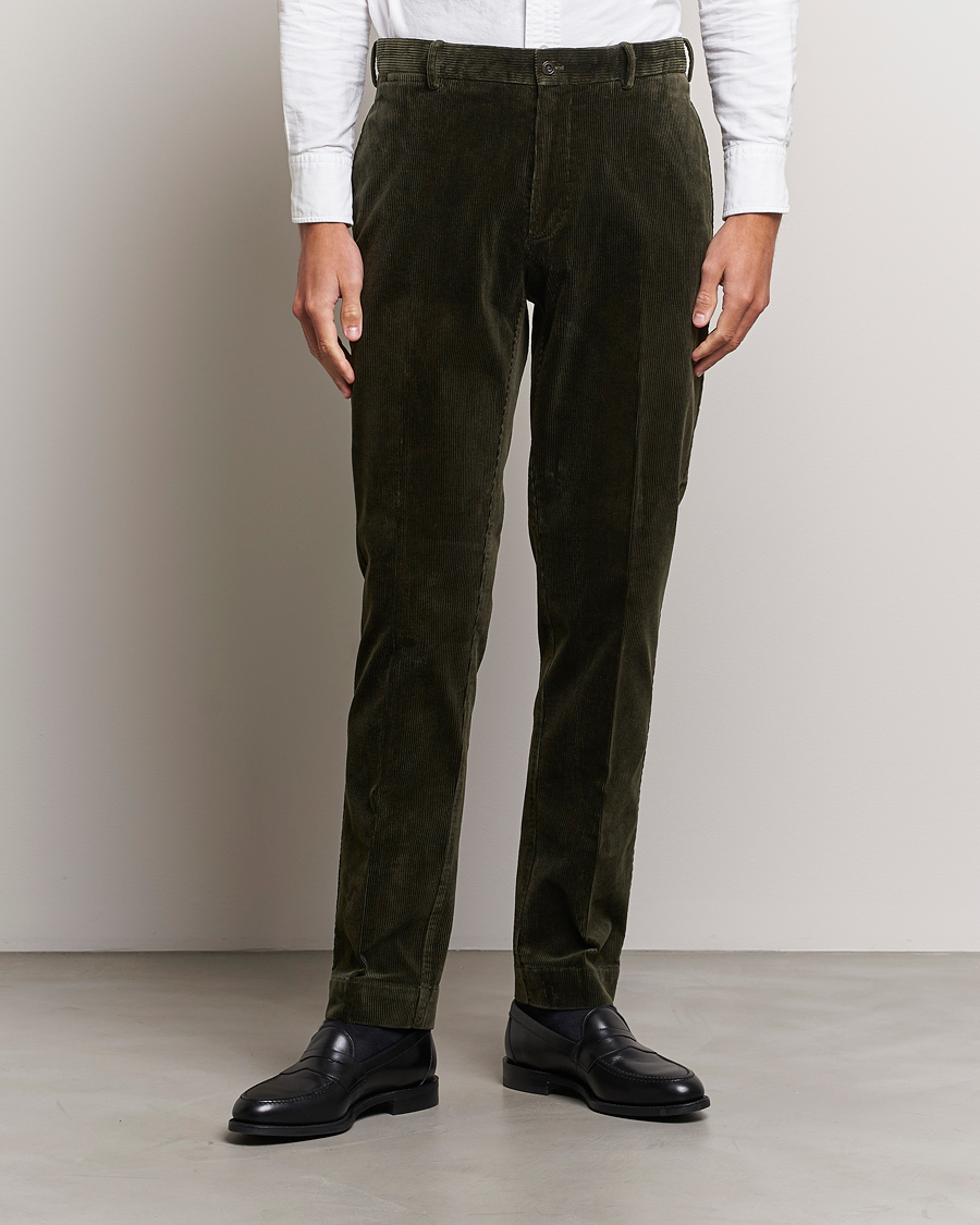 Homme | Pantalons | Polo Ralph Lauren | Corduroy Pleated Trousers Oil Cloth Green