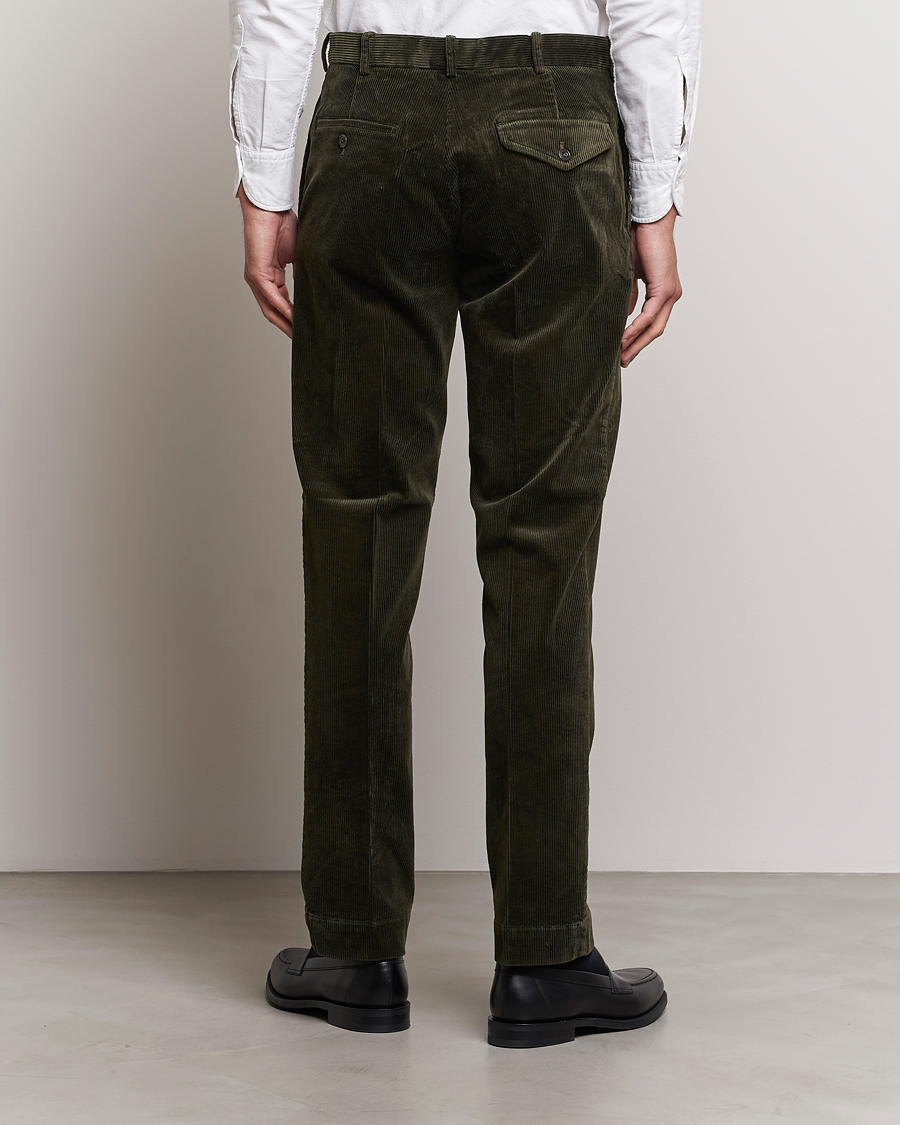 Homme | Pantalons | Polo Ralph Lauren | Corduroy Pleated Trousers Oil Cloth Green