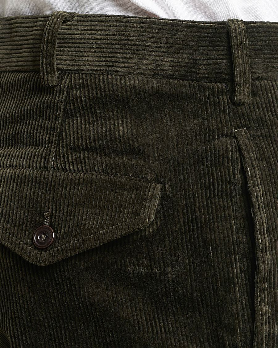 Homme | Pantalons | Polo Ralph Lauren | Corduroy Pleated Trousers Oil Cloth Green