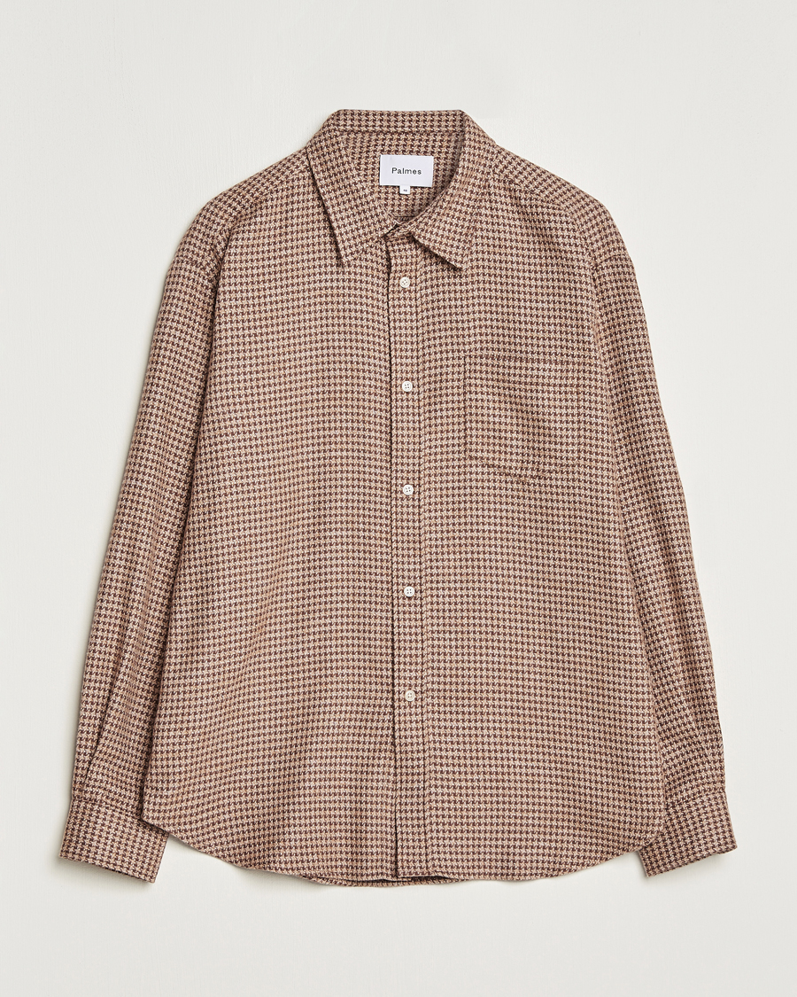 Heren | Overhemden | Palmes | Cyrus Houndstooth Cotton Shirt Brown