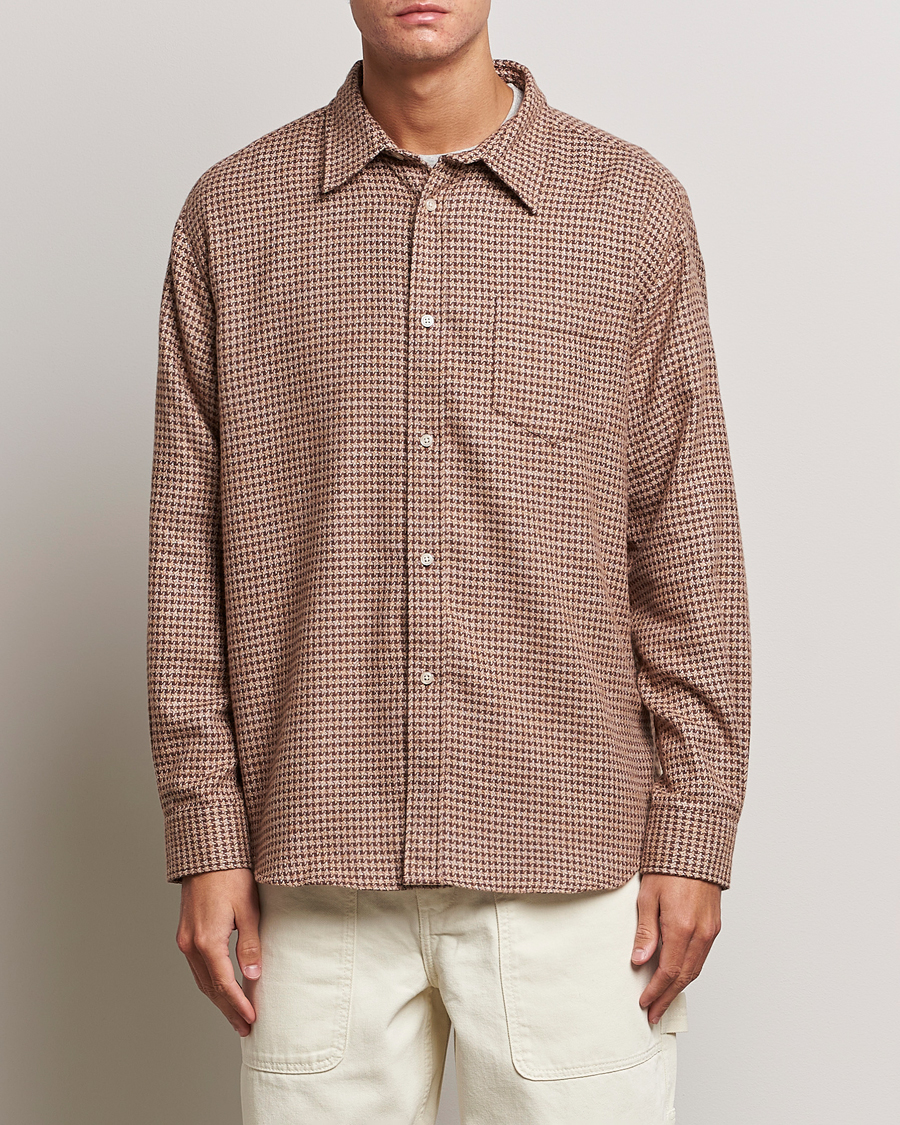 Heren | Overhemden | Palmes | Cyrus Houndstooth Cotton Shirt Brown