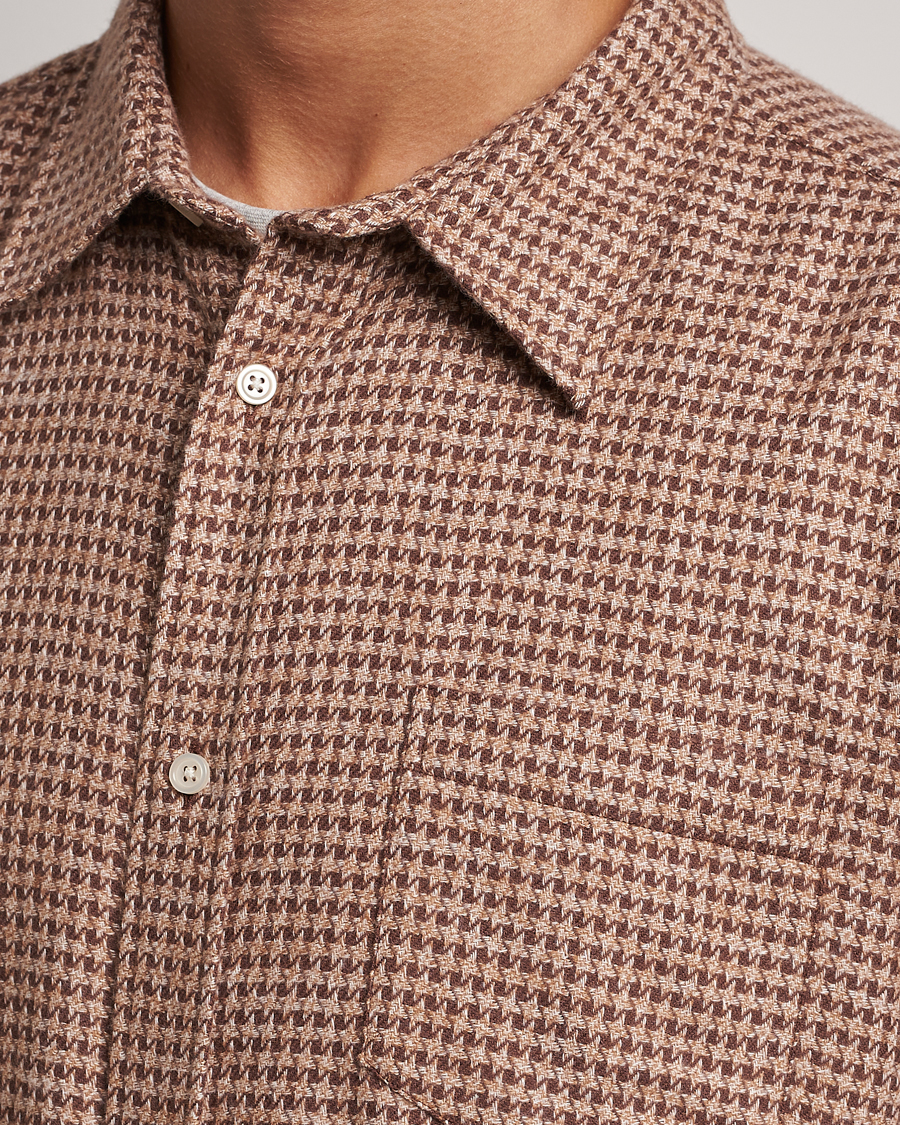Heren | Overhemden | Palmes | Cyrus Houndstooth Cotton Shirt Brown