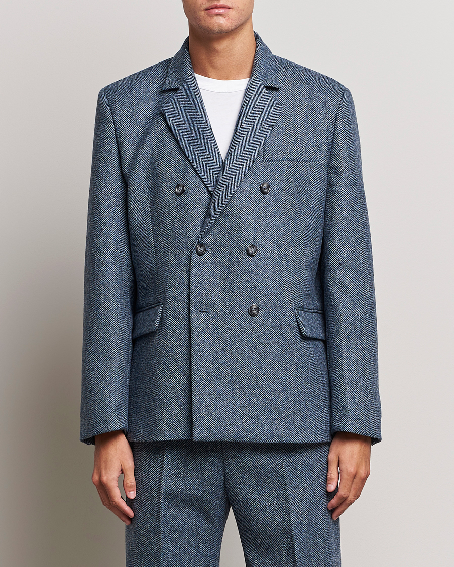Heren | Blazers | Palmes | Double Blaze Tweed Sport Coat Navy Herringbone