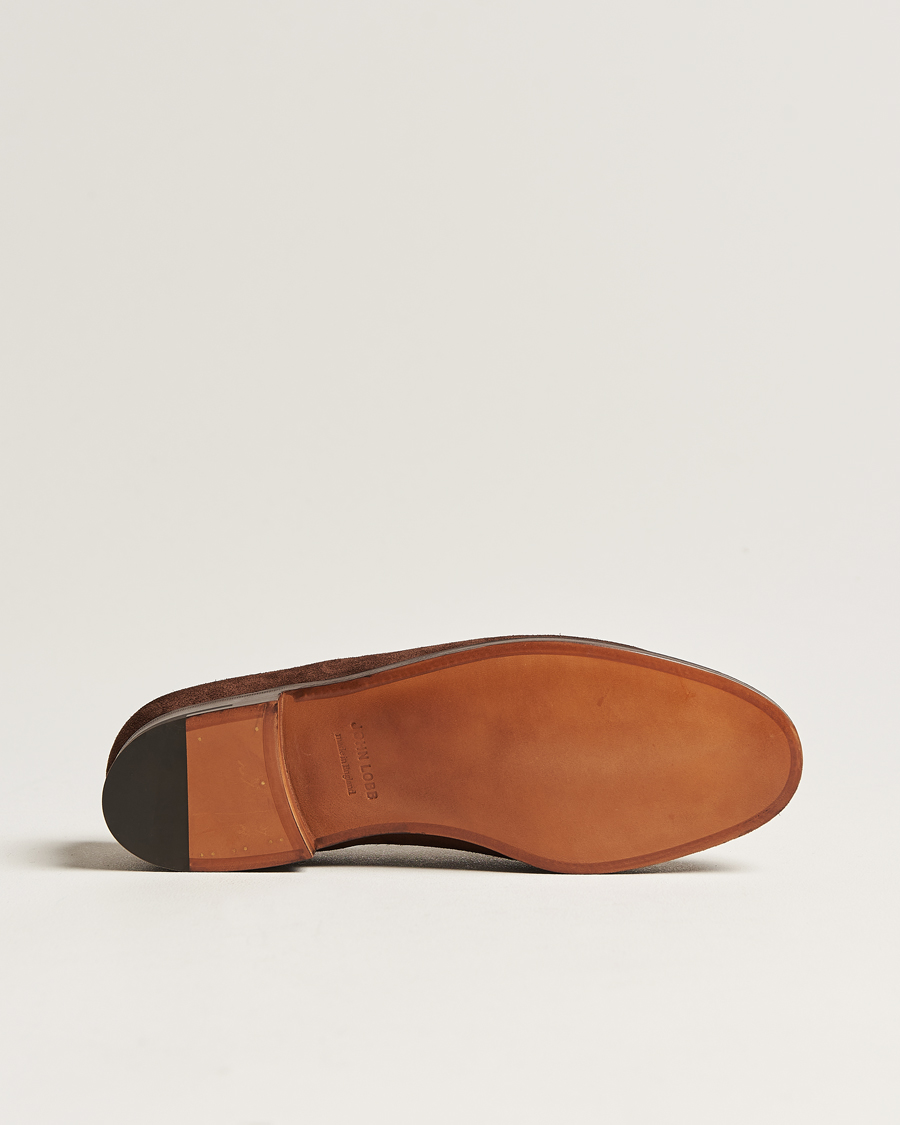 Heren | Instappers | John Lobb | Lopez Penny Loafer Dark Brown Suede