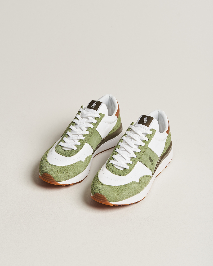 Homme | Polo Ralph Lauren Train 89 Running Sneaker White/Olive | Polo Ralph Lauren | Train 89 Running Sneaker White/Olive