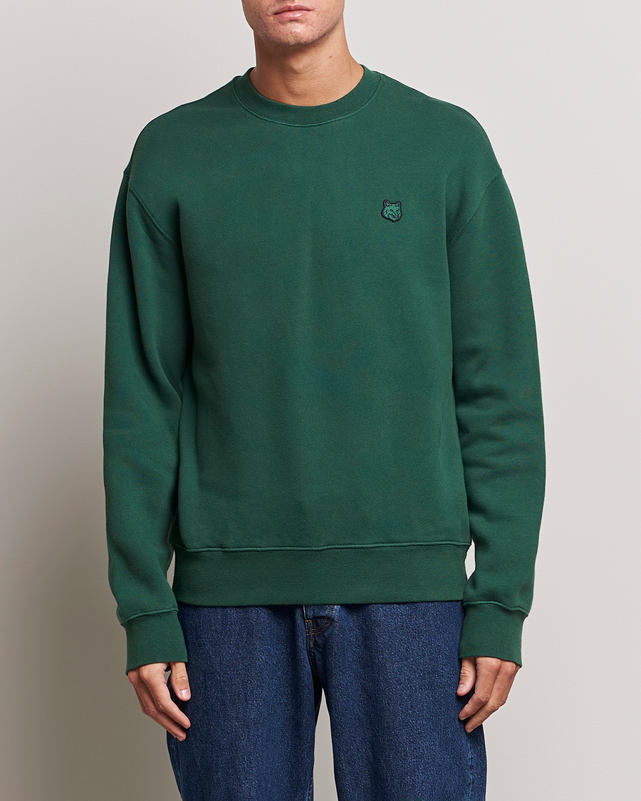 Homme | Pulls Et Tricots | Maison Kitsuné | Tonal Fox Head Sweatshirt Bottle Green