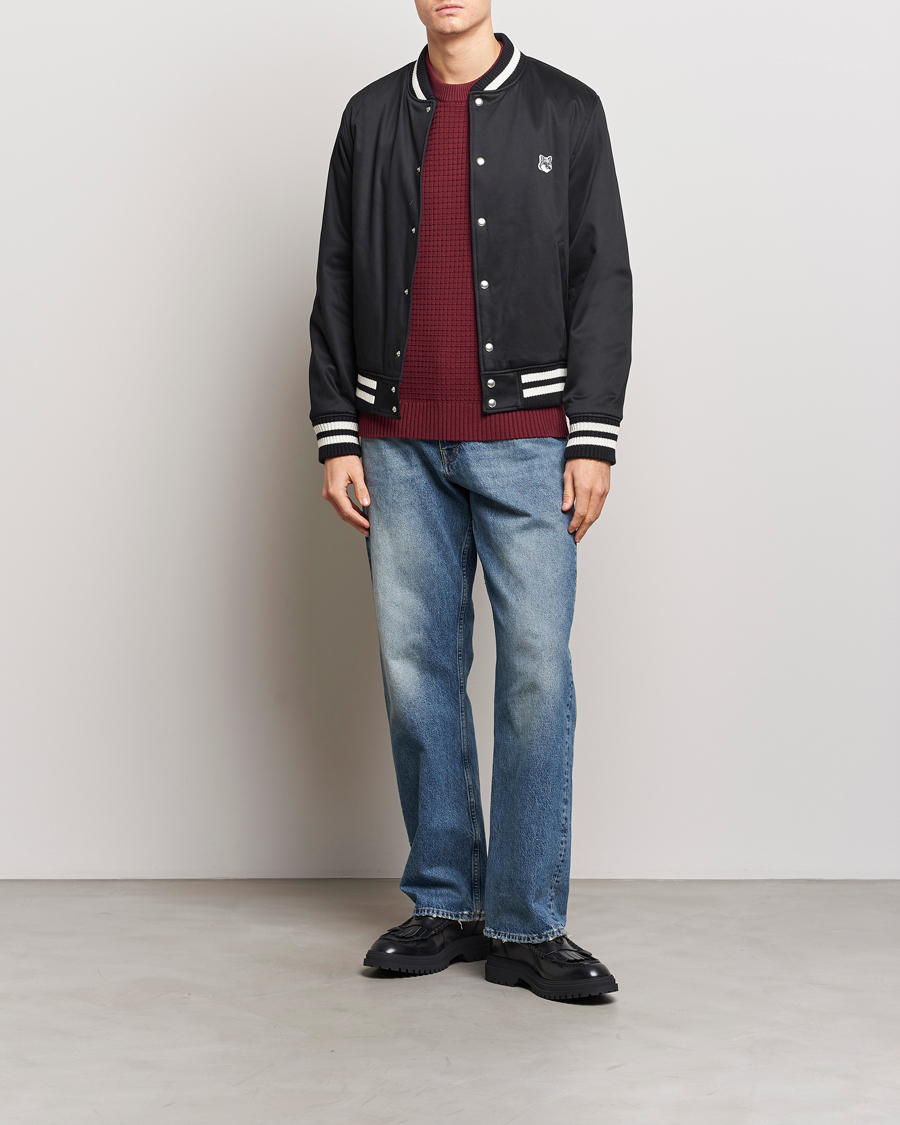 Homme | Manteaux Et Vestes | Maison Kitsuné | Grey Fox Teddy Varsity Jacket Black