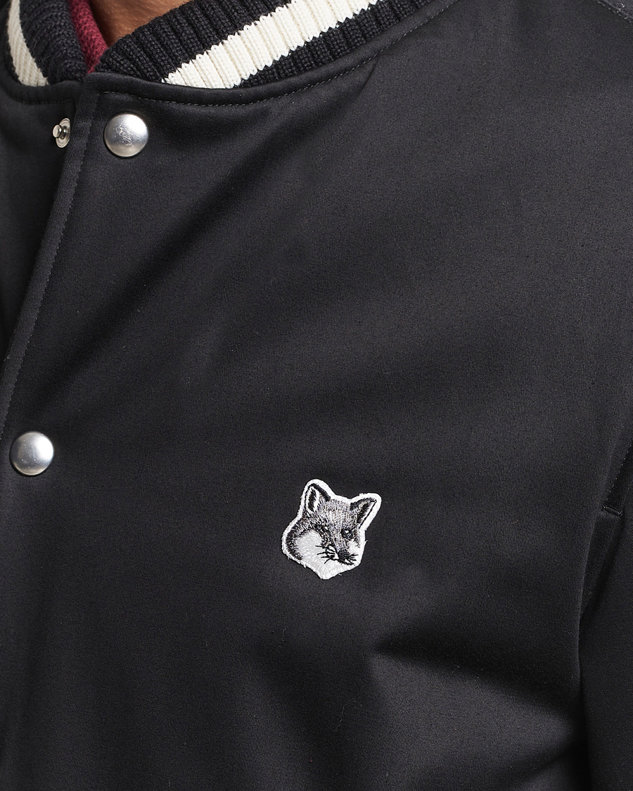 Homme | Manteaux Et Vestes | Maison Kitsuné | Grey Fox Teddy Varsity Jacket Black