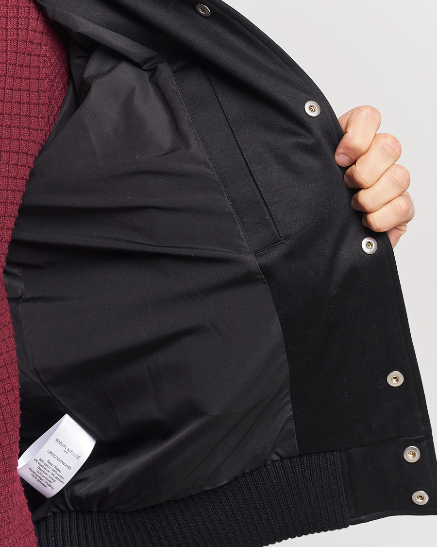 Homme | Manteaux Et Vestes | Maison Kitsuné | Grey Fox Teddy Varsity Jacket Black