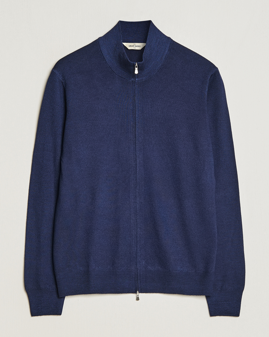 Homme | Pulls Et Tricots | Gran Sasso | Vintage Merino Fashion Fit Full Zip Navy