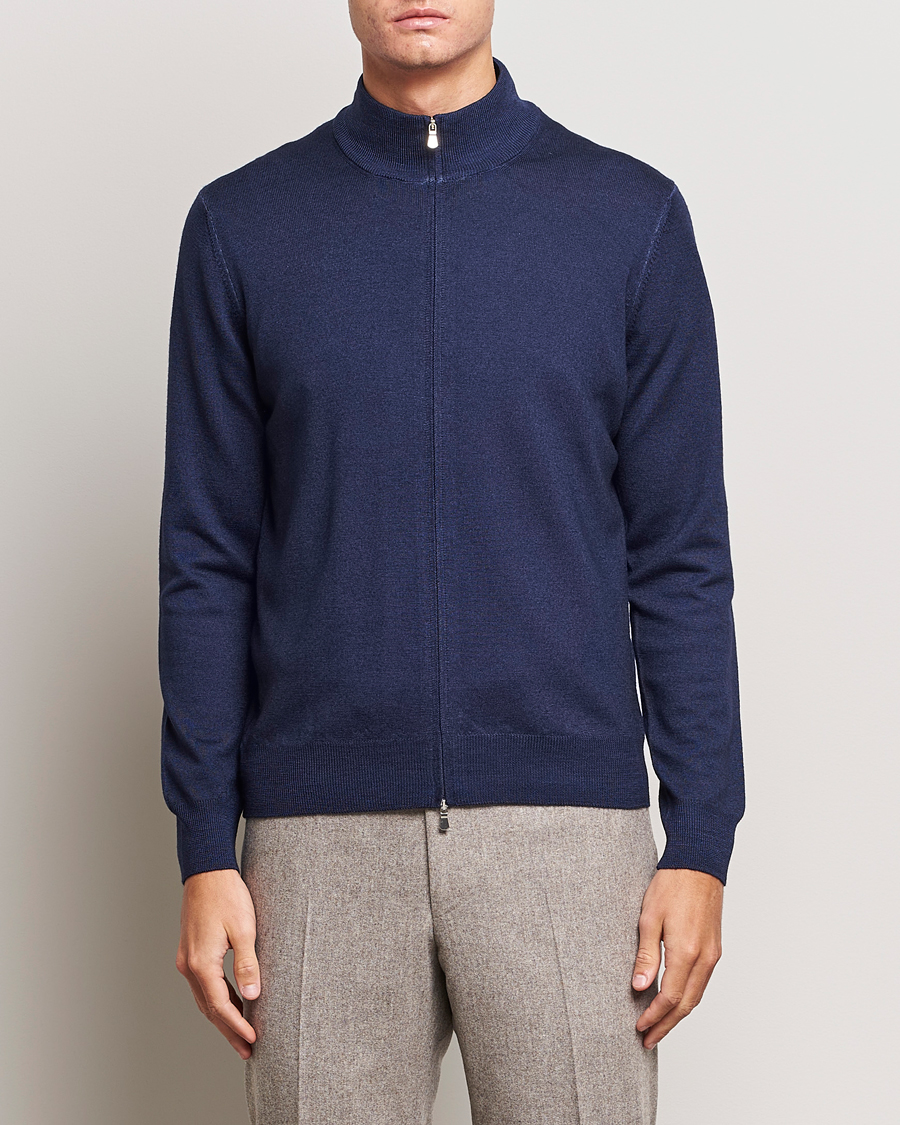 Homme | Pulls Et Tricots | Gran Sasso | Vintage Merino Fashion Fit Full Zip Navy