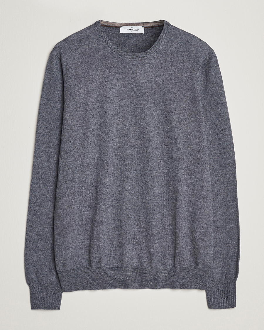 Homme | Pulls Et Tricots | Gran Sasso | Merino Fashion Fit Crew Neck Pullover Grey Melange