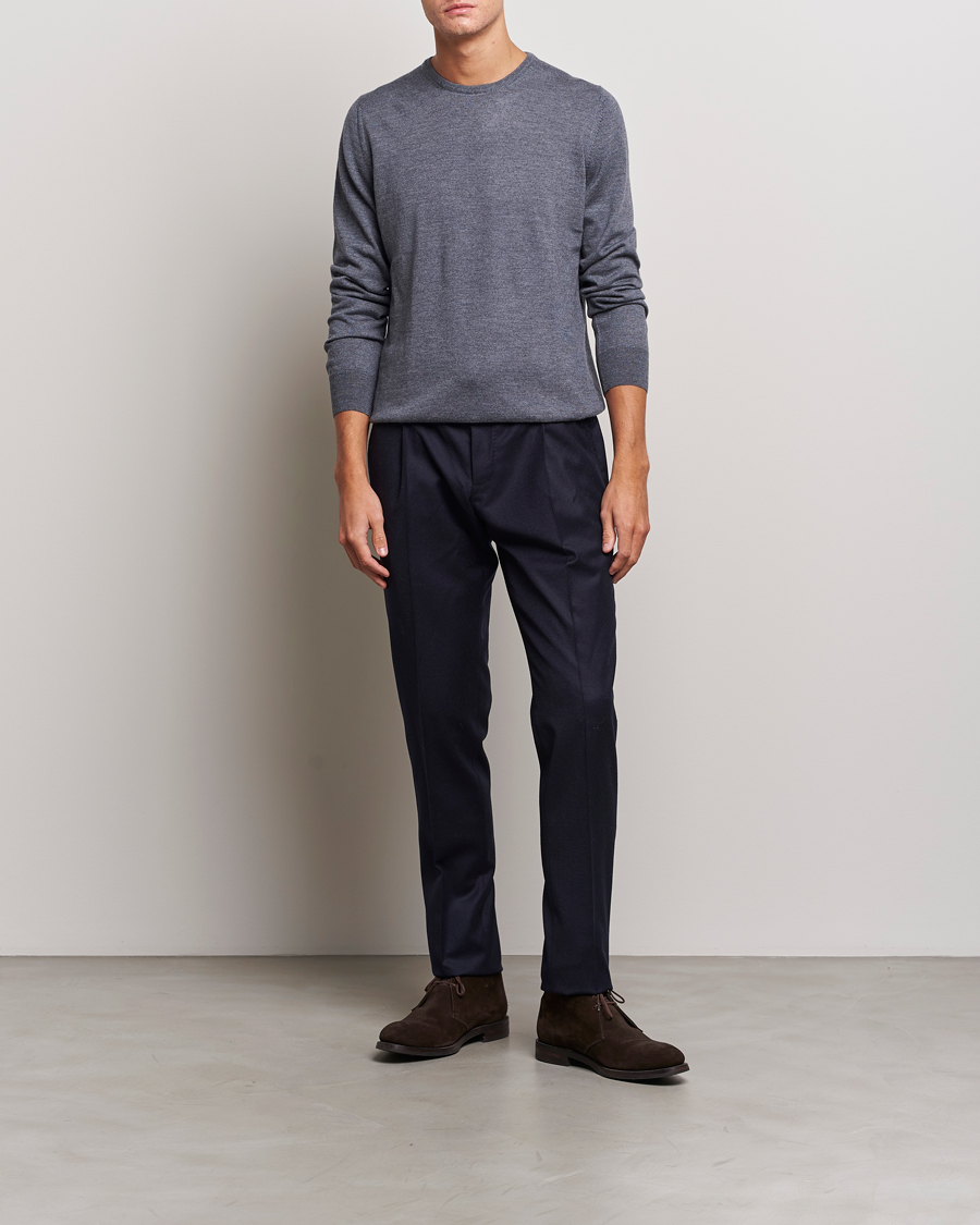 Homme | Pulls Et Tricots | Gran Sasso | Merino Fashion Fit Crew Neck Pullover Grey Melange