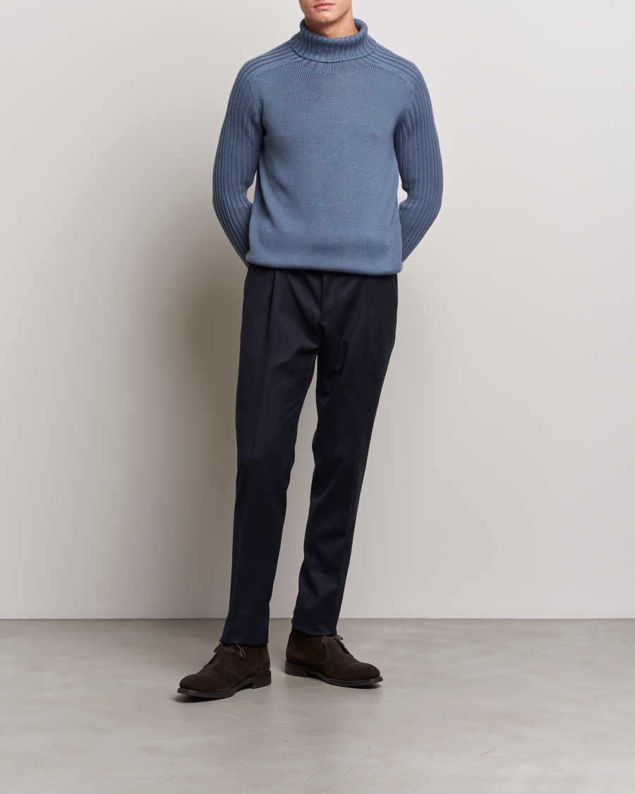 Homme | Pulls Et Tricots | Gran Sasso | Rainwool Rollneck Dusty Blue