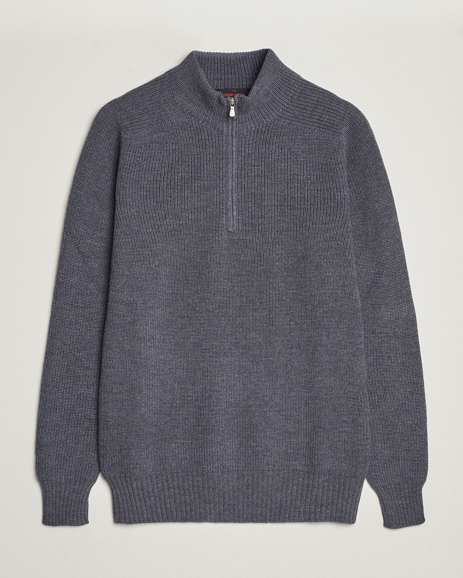 Homme | Pulls Et Tricots | Gran Sasso | Rainwool Half Zip Grey Melange