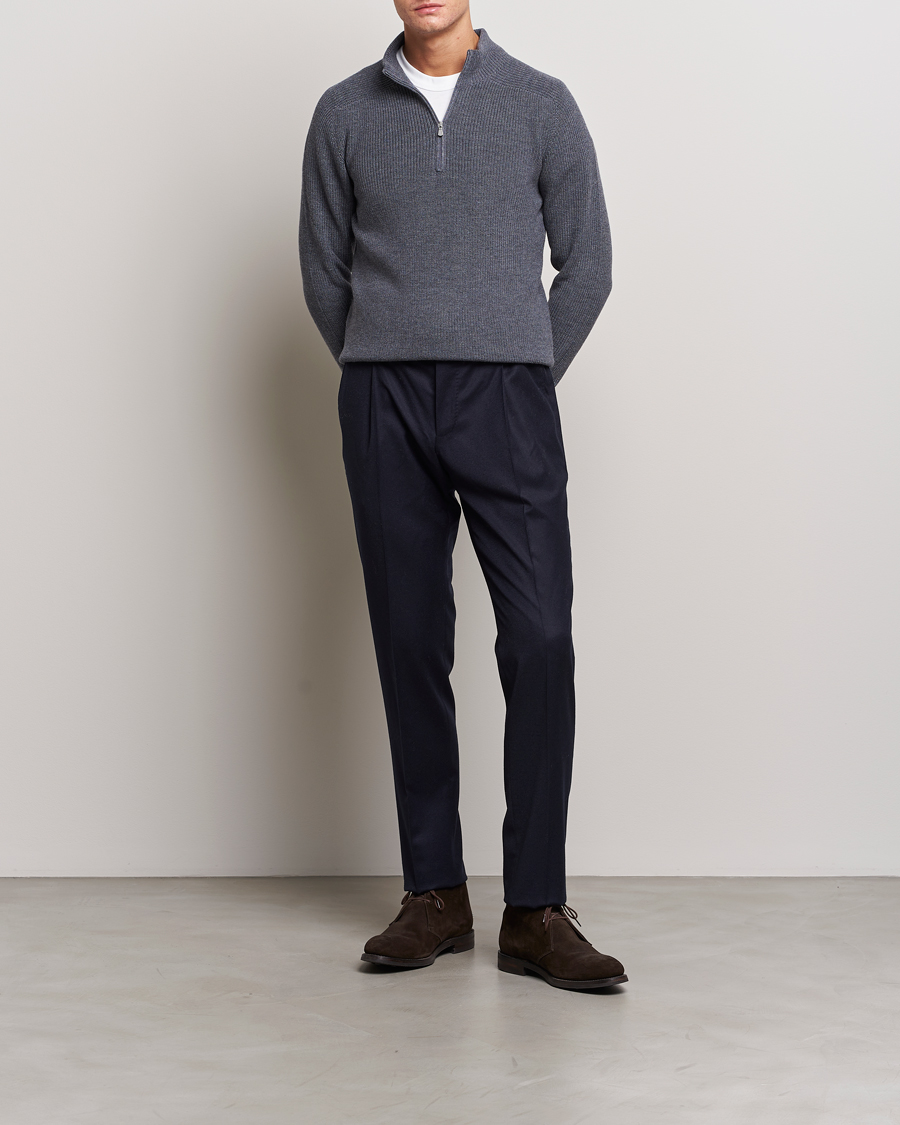 Homme | Pulls Et Tricots | Gran Sasso | Rainwool Half Zip Grey Melange