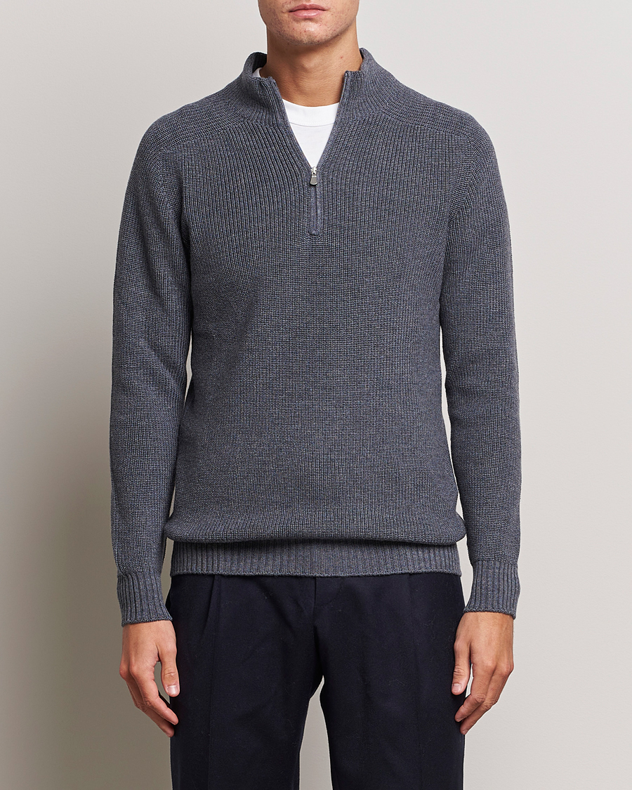 Homme | Pulls Et Tricots | Gran Sasso | Rainwool Half Zip Grey Melange