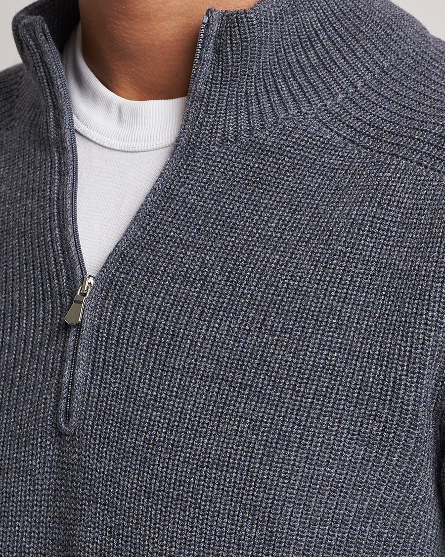 Homme | Pulls Et Tricots | Gran Sasso | Rainwool Half Zip Grey Melange
