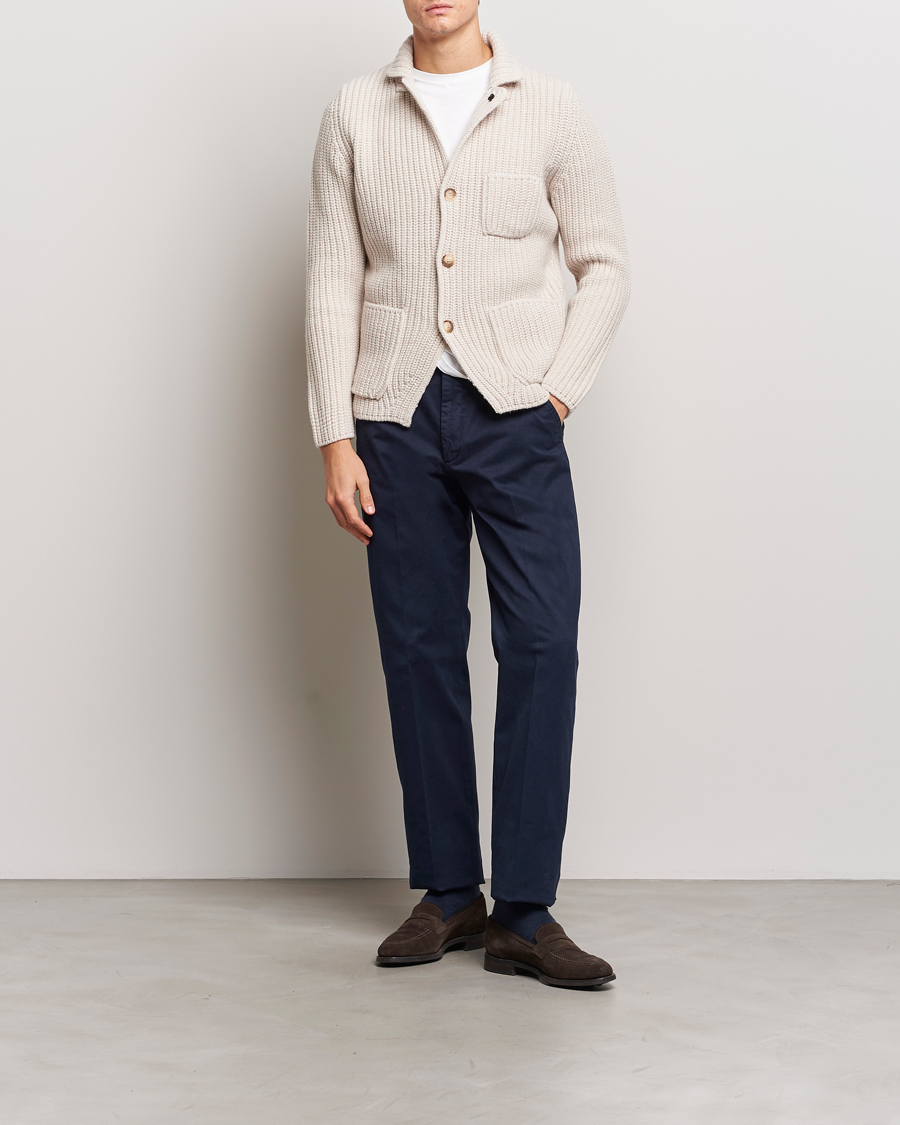Homme | Pulls Et Tricots | Gran Sasso | Heavy Wool Knitted Blazer Cardigan Off White